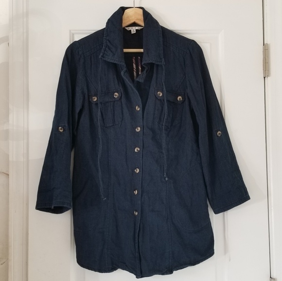 CAbi Cotton Blue Button Up Shirt Jacket Size Small - Picture 4 of 8